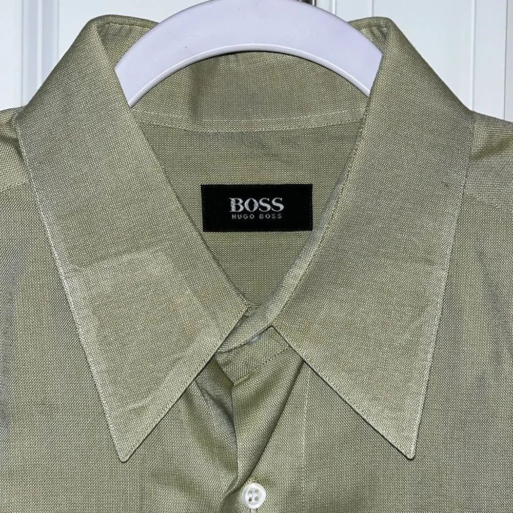 Sage Green Black Label Hugo Boss Dress Shirt 16 1/2 x 36/37 Men’s Work Gear
